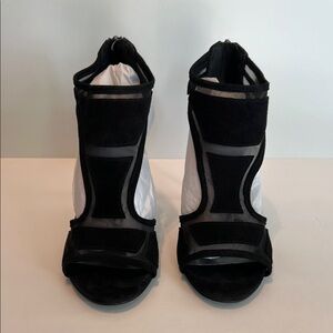 Black Suede Women's Open-Toe Heels Size 6.5